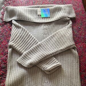 Missguided Bardot Sweater Mini Dress/Grey